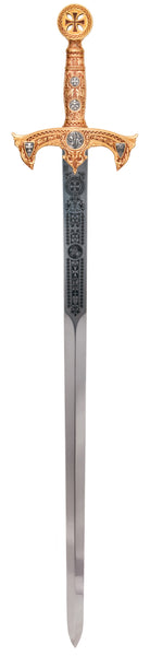 Templar Sword Deep Etching by Marto of Toledo Spain (Gold) SFMADE584S