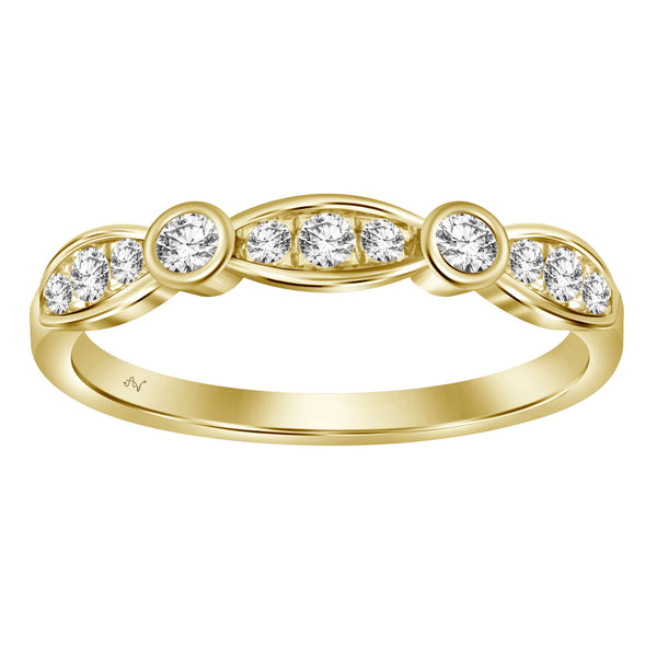 LADIES BAND 0.25CT ROUND DIAMOND 14K YELLOW GOLD