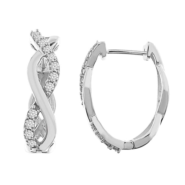 LADIES EARRINGS 0.50CT ROUND DIAMOND 10K WHITE GOLD