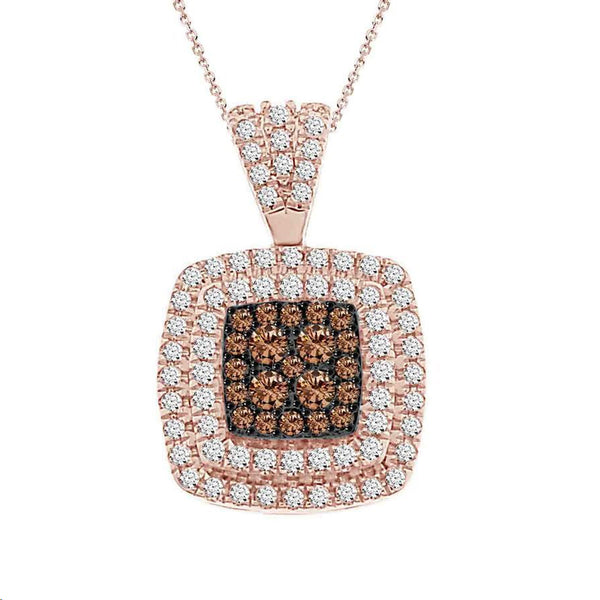 LADIES PENDANT WITH CHAIN 0.50CT ROUND/DARK BROWN DIAMOND 14K ROSE GOLD