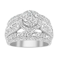 LADIES RING 3.00CT ROUND DIAMOND 10K WHITE GOLD