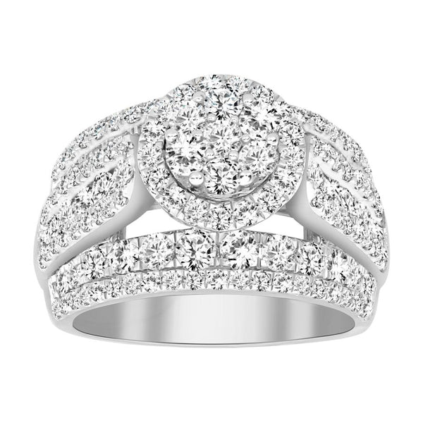 LADIES RING 3.00CT ROUND DIAMOND 10K WHITE GOLD