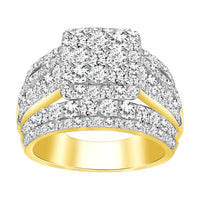 LADIES RING 3.00CT ROUND DIAMOND 10K YELLOW GOLD