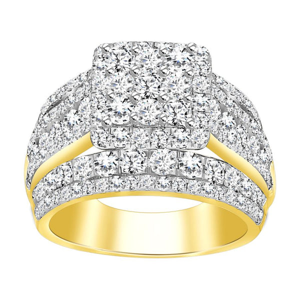 LADIES RING 3.00CT ROUND DIAMOND 10K YELLOW GOLD