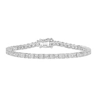 LADIES BRACELET 3.00CT ROUND/BAGUETTE DIAMOND 14K WHITE GOLD