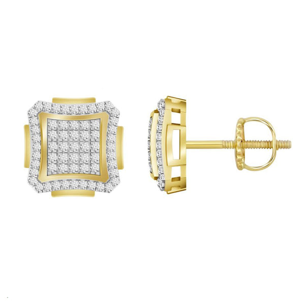 LADIES EARRINGS 0.35CT ROUND DIAMOND 10K YELLOW GOLD