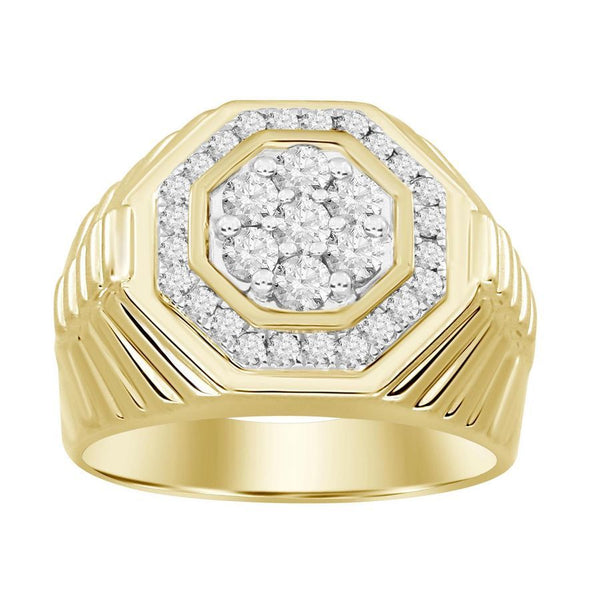 MEN'S RING 0.75CT ROUND DIAMOND 10K YELLOW GOLD