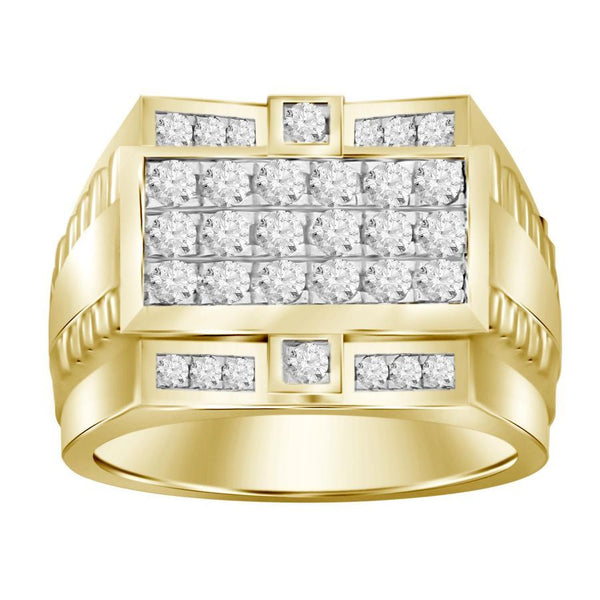 MEN'S RING 0.75CT ROUND DIAMOND 10K YELLOW GOLD