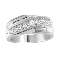 MEN'S BAND 1.00CT ROUND DIAMOND 10K WHITE GOLD