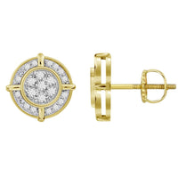 MEN'S STUD EARRINGS 0.15CT ROUND DIAMOND 10K YELLOW GOLD