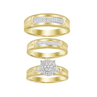 LADIES TRIO SET 0.30CT ROUND DIAMOND 10K YELLOW GOLD