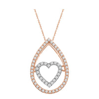LADIES PENDANT 0.20CT ROUND DIAMOND 10K WHITE/ROSE GOLD