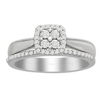 LADIES BRIDAL SET 0.20CT ROUND DIAMOND 10K WHITE GOLD