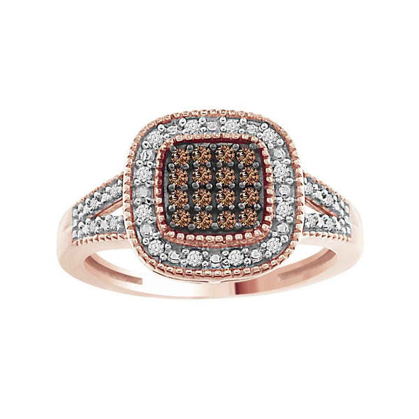 LADIES RING 0.20CT ROUND DARK BROWN DIAMOND 10K ROSE GOLD