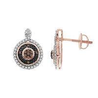 LADIES EARRINGS 0.35CT ROUND DARK BROWN DIAMOND 10K ROSE GOLD