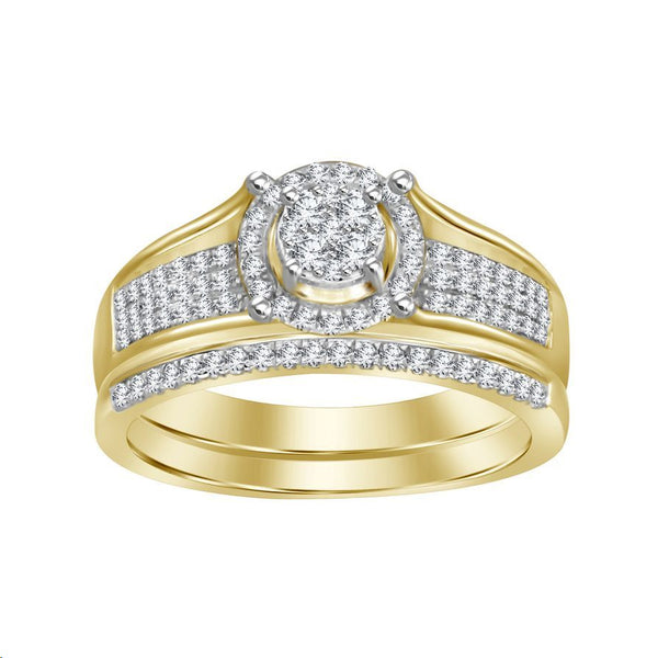 LADIES TRIO SET 0.50CT ROUND DIAMOND 10K YELLOW GOLD