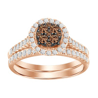 LADIES RING 0.50CT ROUND DARK BROWN DIAMOND 14K ROSE GOLD (SI QUALITY)