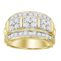 MEN'S RING 2.00CT ROUND DIAMOND 10K YELLOW GOLD