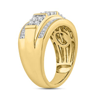 MEN&apos;S RING 1.00CT ROUND DIAMOND 10K YELLOW GOLD