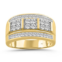 MEN&apos;S RING 1.00CT ROUND DIAMOND 10K YELLOW GOLD