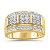 MEN&apos;S RING 1.00CT ROUND DIAMOND 10K YELLOW GOLD