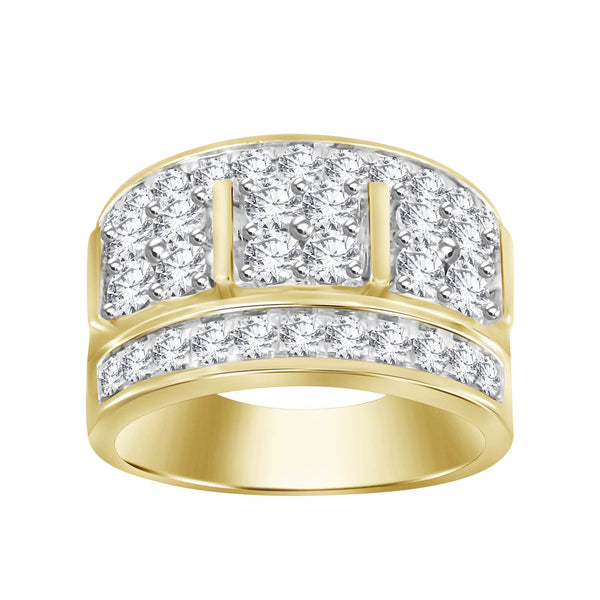 MEN'S RING 3.00CT ROUND DIAMOND 10K YELLOW GOLD