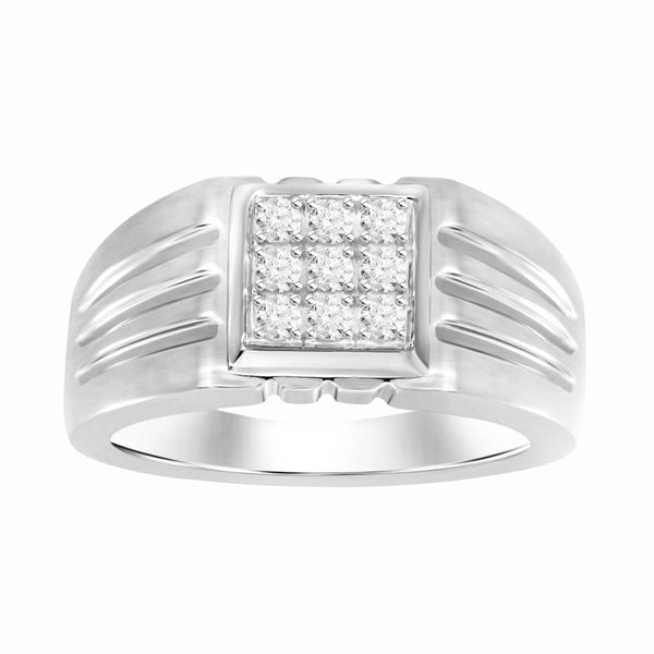 MEN'S RING 0.35CT ROUND DIAMOND 10K WHITE GOLD
