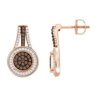 LADIES EARRINGS 0.33CT ROUND DARK BROWN DIAMOND 10K ROSE GOLD