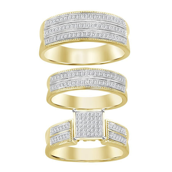 LADIES TRIOS SET 0.50CT ROUND DIAMOND 10K YELLOW GOLD