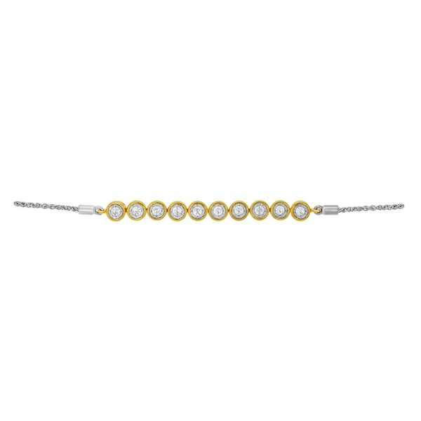 LADIES BOVALO BRACELET 0.20CT ROUND DIAMOND WHITE/YELLOW GOLD/STERLING SILVER