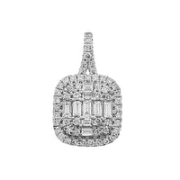 LADIES PENDANT WITH CHAIN 0.50CT ROUND/BAGUETTE DIAMOND 14K WHITE GOLD