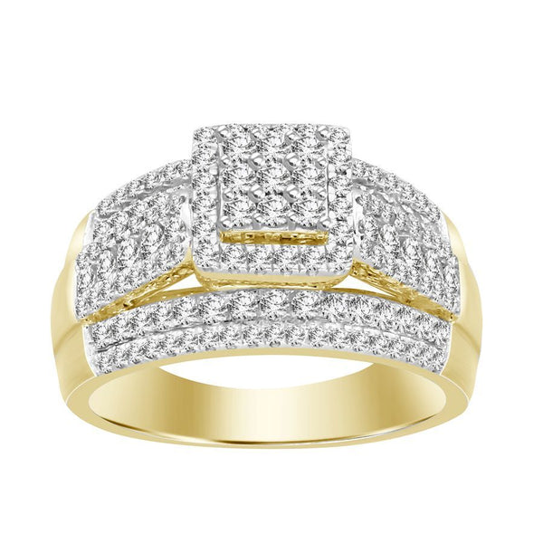 LADIES RING 1.00CT ROUND DIAMOND 10K YELLOW GOLD