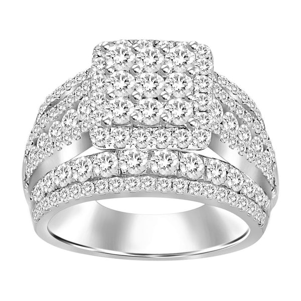 LADIES RING 2.00CT ROUND DIAMOND 10K WHITE GOLD