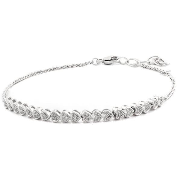 LADIES BRACELET 0.10CT ROUND DIAMOND STERLING SILVER/WHITE GOLD