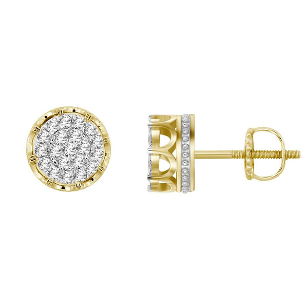 EARRINGS 1.50CT ROUND DIAMOND 10K YELLOW GOLD