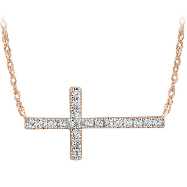 LADIES NECKLACE 0.10CT ROUND DIAMOND 10K ROSE GOLD