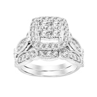 LADIES BRIDAL SET 1.50CT ROUND DIAMOND 14K WHITE GOLD