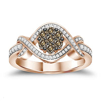 LADIES RING 0.50CT ROUND/DARK BROWN DIAMOND 14K ROSE GOLD