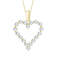 LADIES HEART PENDANT 0.25CT ROUND DIAMOND 14K YELLOW GOLD