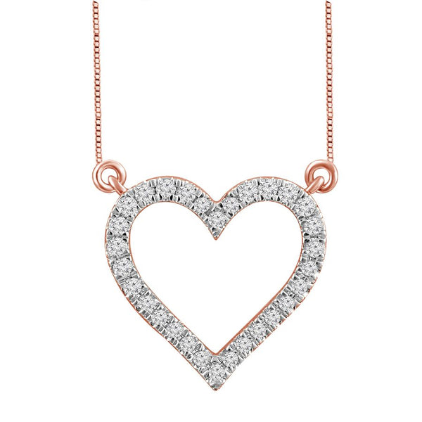 LADIES NECKLACE 0.15CT ROUND DIAMOND 10K ROSE GOLD
