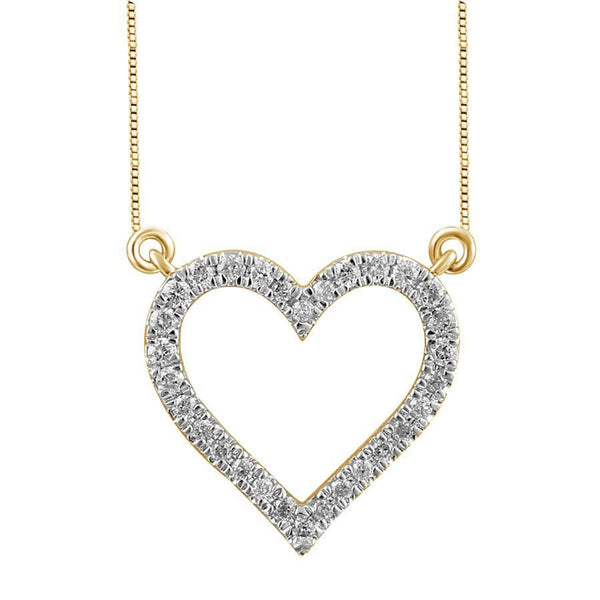 LADIES NECKLACE 0.15CT ROUND DIAMOND 10K YELLOW GOLD