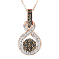 LADIES PENDANT WITH CHAIN 0.50CT ROUND/DARK BROWN DIAMOND 14K ROSE GOLD