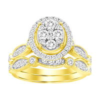 LADIES BRIDAL SET 1.00CT ROUND DIAMOND 14K YELLOW GOLD