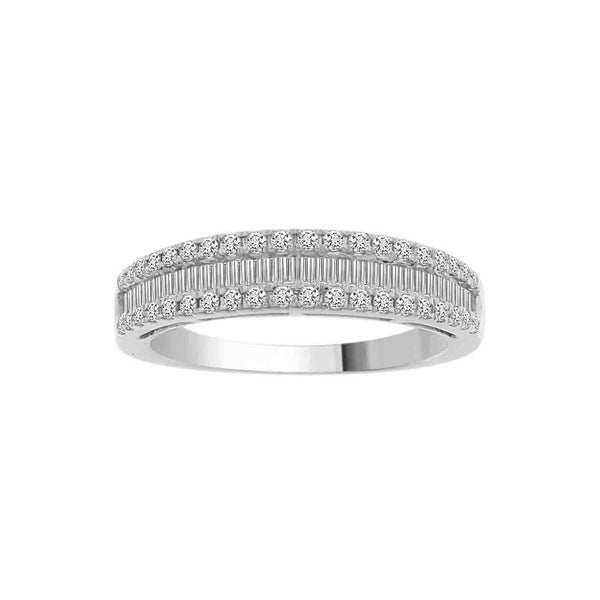 LADIES BAND 0.50CT ROUND/BAGUETTE DIAMOND 10K WHITE GOLD