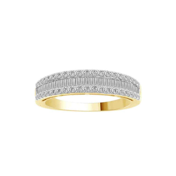 LADIES BAND 0.50CT ROUND/BAGUETTE DIAMOND 10K YELLOW GOLD