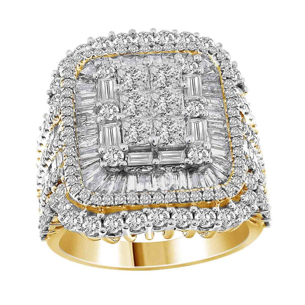 LADIES RING 5.00CT ROUND/PRINCESS/BAGUETTE DIAMOND 10K YELLOW GOLD