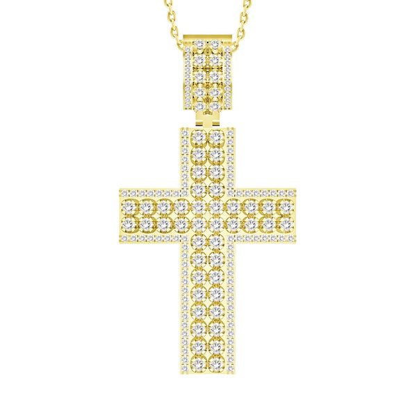 MEN'S PENDANT 1.00CT ROUND DIAMOND 14K YELLOW GOLD