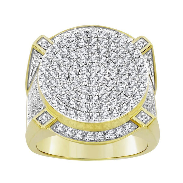 MEN'S RING 2.50CT ROUND DIAMOND 14K YELLOW GOLD