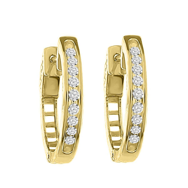 LADIES HOOP EARRINGS 2.00CT ROUND DIAMOND 14K YELLOW GOLD