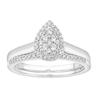 LADIES BRIDAL SET 0.33CT ROUND DIAMOND 14K WHITE GOLD